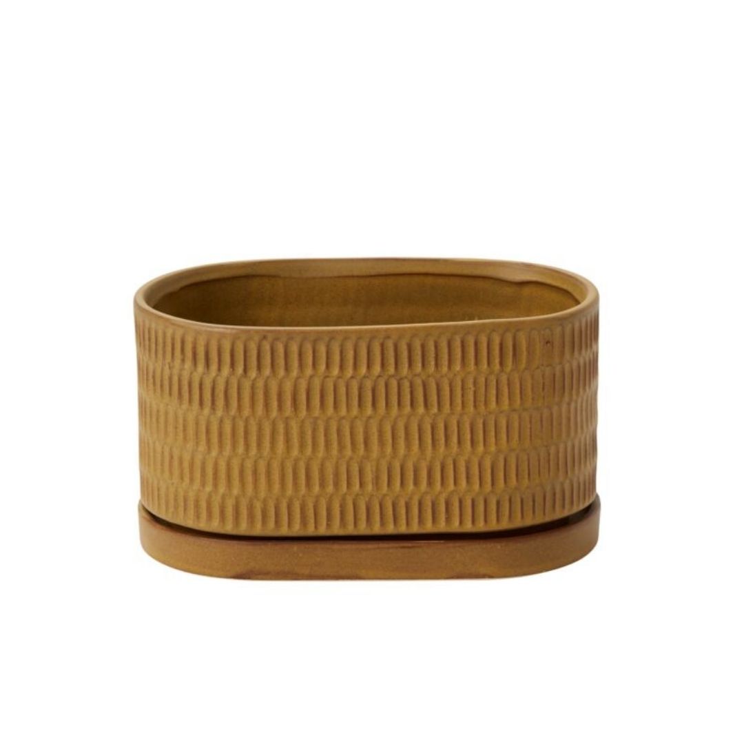 Zelle Planter w/ Saucer 9″ – Brown